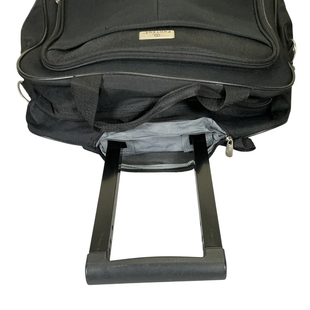 Protege Rolling Travel‎ Carry On Laptop Bag Black Wheeled Luggage Telescopic